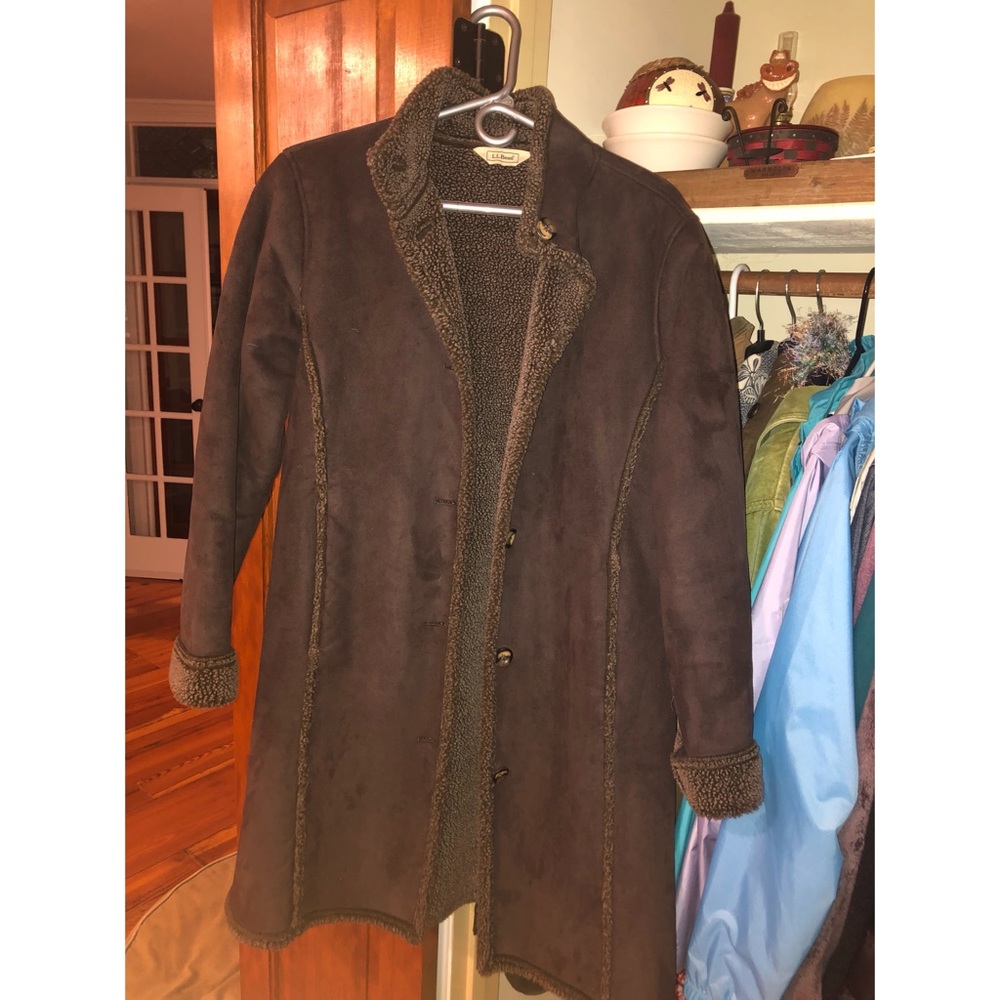 LL Bean faux shearling brown coat